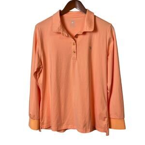 Trr Women's Orange Long Sleeve Polo Golf Shirt Size X-Large